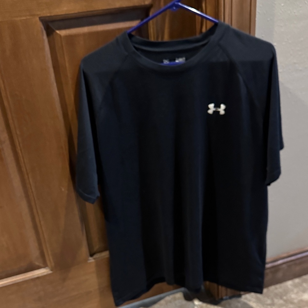 Under Armour Black Short Sleeve Athletic Tee with White Logo